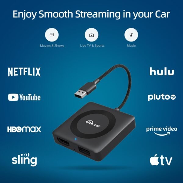 Ottocast Car Tv Mate Pro Wireless Carplay Adapter - Compatible With Fire Tv Stick Converter For Car - Compatible With Set Top Box, Switch - Hdmi To Usb Converter For Oem Carplay...