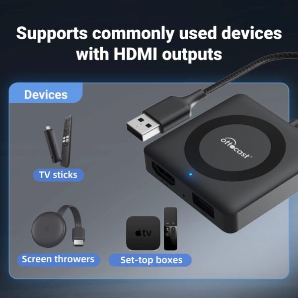 Ottocast Car Tv Mate Pro Wireless Carplay Adapter - Compatible With Fire Tv Stick Converter For Car - Compatible With Set Top Box, Switch - Hdmi To Usb Converter For Oem Carplay...