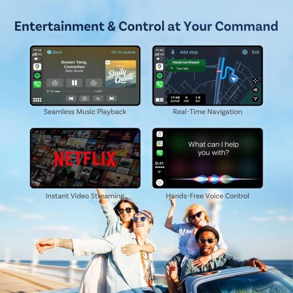 Ottocast Play2Video Pro, Android Carplay Ai Box &Amp; Wireless Carplay Adapter &Amp; Wireless Android Auto Adapter 3 In 1, Built-In Youtube, Netflix, Iptv, Tiktok, Prime Video, 5 Video App