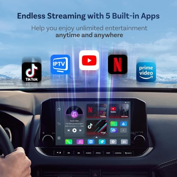 Ottocast Play2Video Pro, Android Carplay Ai Box &Amp; Wireless Carplay Adapter &Amp; Wireless Android Auto Adapter 3 In 1, Built-In Youtube, Netflix, Iptv, Tiktok, Prime Video, 5 Video App