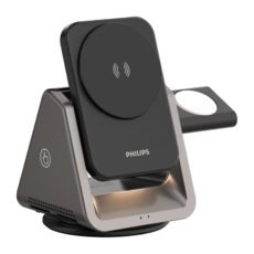 Philips 3 in 1 Wireless Charging Station Compatible with Magsafe Qi | iPhone Phones Charger| iWatch | Airpods | Multiple Chargers | Bed Side Desktop 3X Devices Reliable Night...