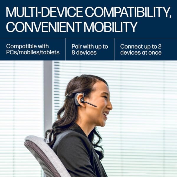 Plantronics - Voyager 5200 (Poly) - Bluetooth Over-The-Ear (Monaural) Headset - Compatible To Connect To Cell Phones - Noise Canceling, (Charger Not Included) Standard