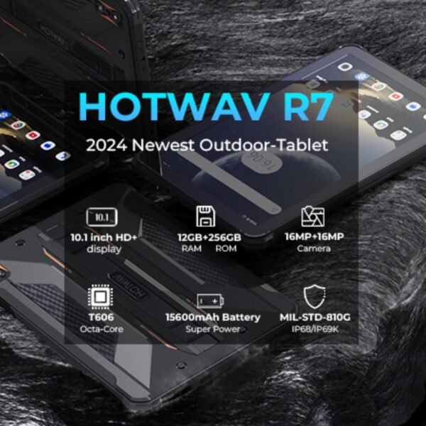 R7 Rugged Tablet Android 13, 15600Mah 10.1 Inch Hd+ Waterproof Tablet, 12Gb+256Gb/(2Tb Tf) Outdoor Work Tablets, 16Mp+16Mp Camera Octa Core/Daul Sim 4G/Ip68&Amp;Ip69K/Face...