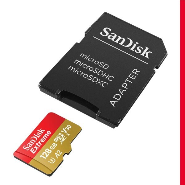 Sandisk 128Gb Extreme Microsdxc Uhs-I Memory Card With Adapter - C10, U3, V30, 4K, 5K, A2, Micro Sd Card - Sdsqxaa-128G-Gn6Ma
