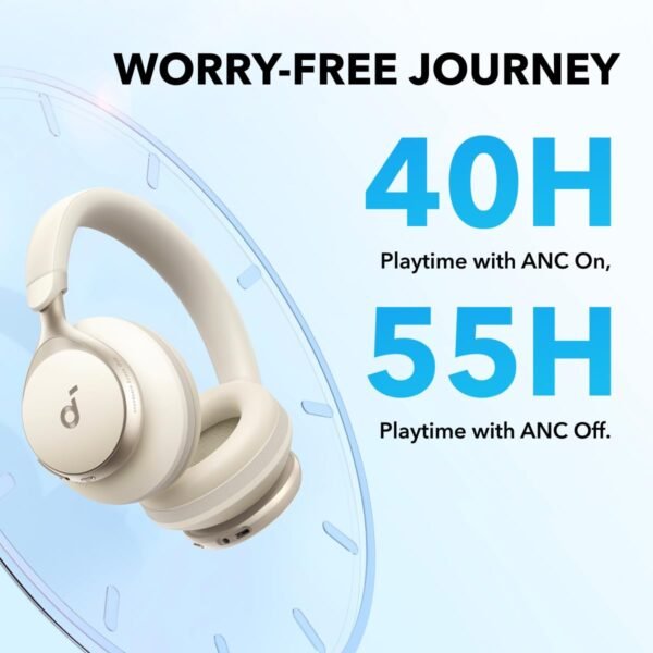 Soundcore By Anker, Space One, Active Noise Cancelling Headphones, 2X Stronger Voice Reduction, 40H Anc Playtime, App Control, Ldac Hi-Res Wireless Audio (Latte Cream)