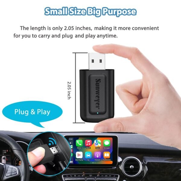 Sunweyer 2024 Latest Wireless Carplay &Amp; Android Auto Dongle 2 In 1 Auto Connect Box,Usb Type-C Port,Supports Online Updates Wired To Wireless Adapter…