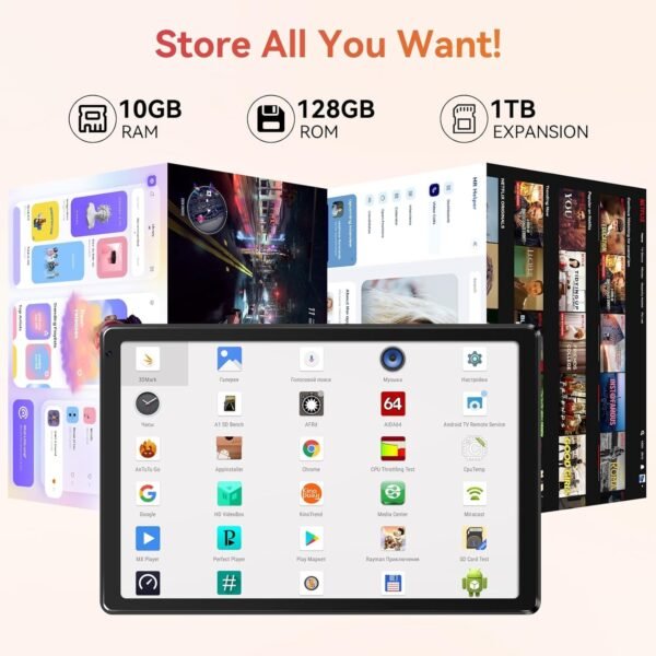 Tablet,10.1&Quot; Android Tablet With Octa-Core Processor 10Gb Ram 128Gb Rom Hd Ips Touchscreen 8H Battery, Wi-Fi 6, Bt 5.0, Dual Camera, Google Tablets 2024