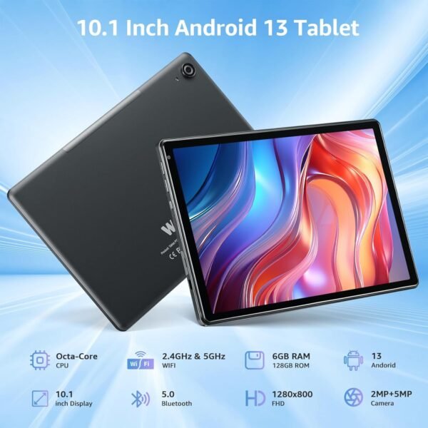 Tablet 10.1 Inch Android 13 : Octa-Core Processor 2.0Ghz, 6Gb Ram 128Gb Rom (1Tb Tf) | 2.4G/5G Wifi, Google Gms Bluetooth5.0 Dual Cameras