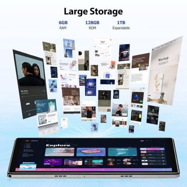 Tablet 10.1 Inch Android 13 : Octa-Core Processor 2.0Ghz, 6Gb Ram 128Gb Rom (1Tb Tf) | 2.4G/5G Wifi, Google Gms Bluetooth5.0 Dual Cameras