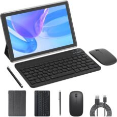 Tablet 2 in 1 Tablets with Keyboard Case Mouse Stylus, 10.1 Inch Tablet Computer, Android Tablet, 64GB ROM+4GB RAM 1TB Expandable, 2MP+8MP Camera, 6000mAh Battery IPS WiFi...