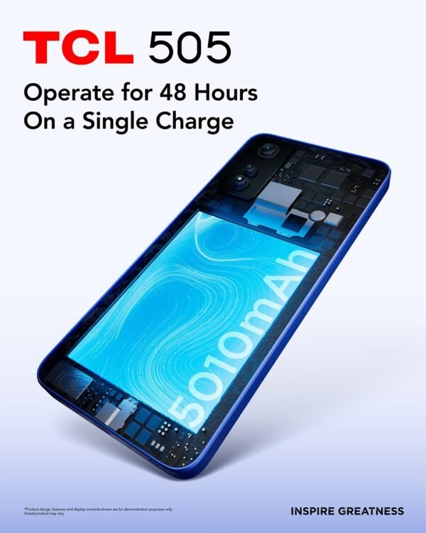 Tcl 505-4G Smartphone 6.75 Hdplus 90Hz, 128Gb, 8Gb Ram, 50Mp Hybrid Camera, Android 14, 5010Mah Battery, Dual Sim, Ocean Blue, Additional Usb Type-C Cable