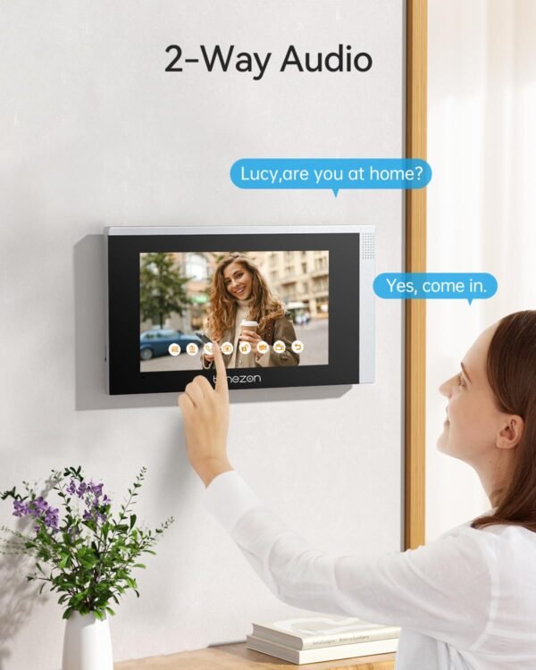 Tmezon 4 Wire Wifi Video Intercom System Doorbell With Camera And 7 Inch Monitor Ip 1080P Wired Video Door Phone No Monthly Fees,Support Remote Unlock,Snapshot,Tuya,Need Cable