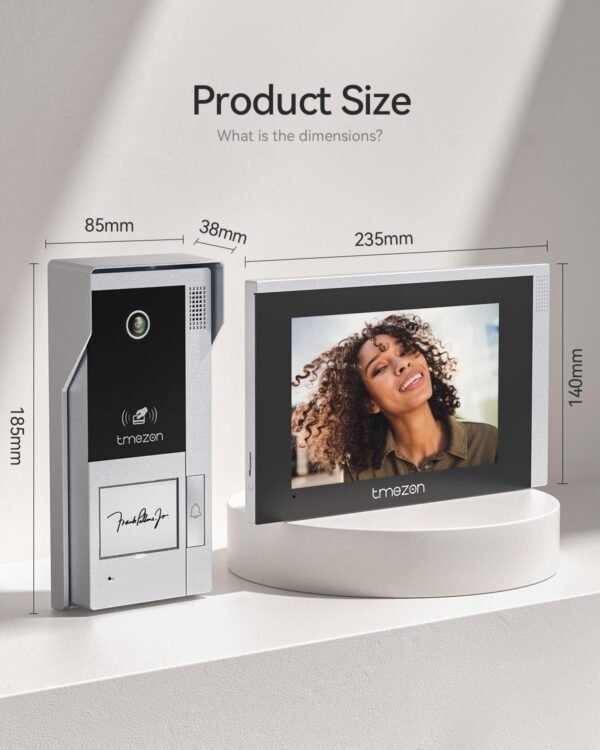 Tmezon 4 Wire Wifi Video Intercom System Doorbell With Camera And 7 Inch Monitor Ip 1080P Wired Video Door Phone No Monthly Fees,Support Remote Unlock,Snapshot,Tuya,Need Cable
