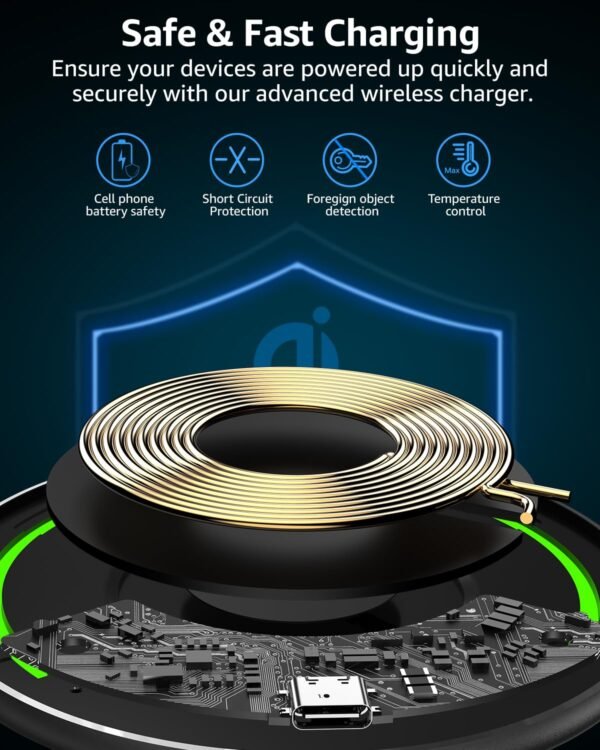 Tozo 2025 Upgraded W1 Wireless Charger 15W Max Fast Wireless Charging Pad Compatible With Iphone 15/15 Plus/15 Pro Max/14/13/Se/12 Series, Samsung Galaxy S24/S23/S22 Series (No...