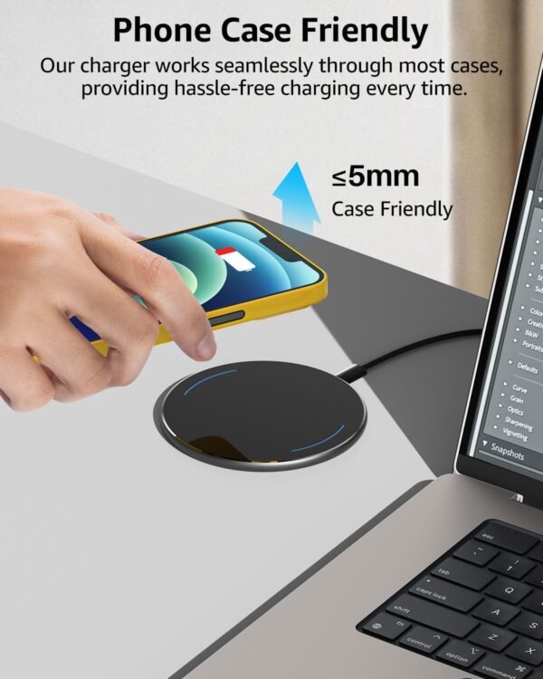 Tozo 2025 Upgraded W1 Wireless Charger 15W Max Fast Wireless Charging Pad Compatible With Iphone 15/15 Plus/15 Pro Max/14/13/Se/12 Series, Samsung Galaxy S24/S23/S22 Series (No...