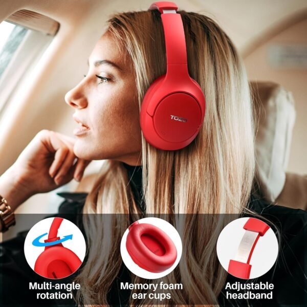 Tozo Ht2 Hybrid Active Noise Cancelling Wireless Headphones, 60H Playtime Lossless Audio Over Ear Bluetooth Headphones, Hi-Res Audio Deep Bass Foldable Lightweight Headset For...