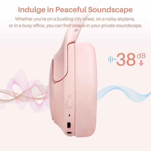 Tozo Ht2 Hybrid Active Noise Cancelling Wireless Headphones, 60H Playtime Lossless Audio Over Ear Bluetooth Headphones, Hi-Res Audio Deep Bass Foldable Lightweight Headset For...