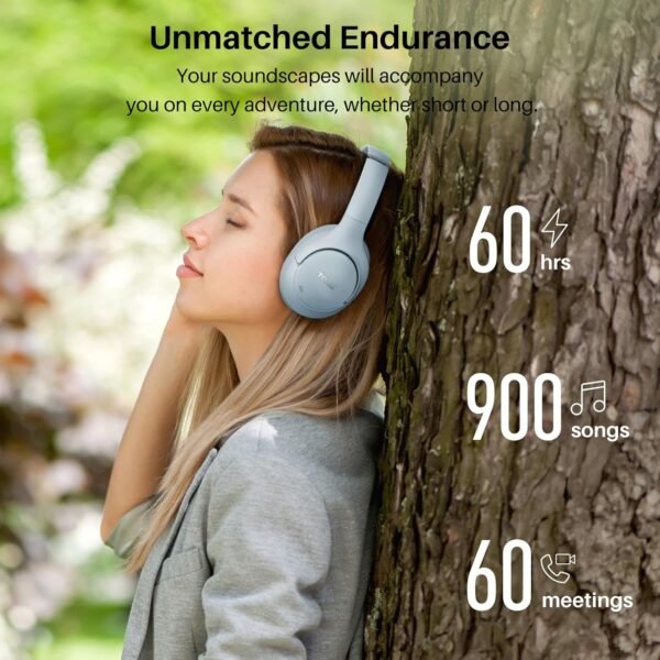 Tozo Ht2 Hybrid Active Noise Cancelling Wireless Headphones, 60H Playtime Lossless Audio Over Ear Bluetooth Headphones, Hi-Res Audio Deep Bass Foldable Lightweight Headset For...