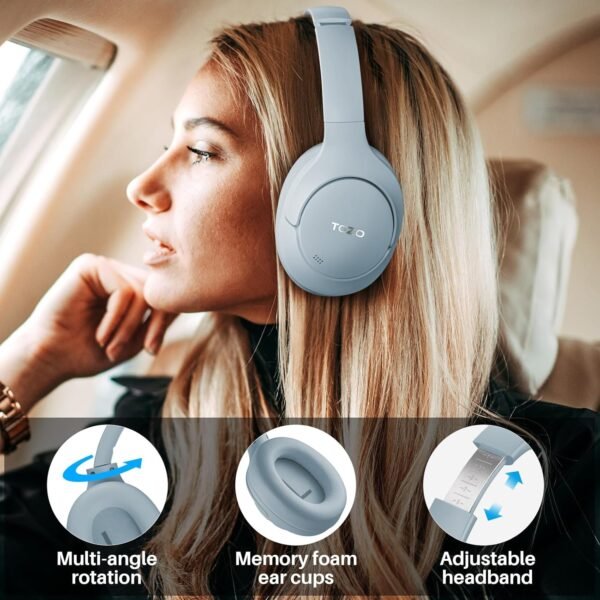 Tozo Ht2 Hybrid Active Noise Cancelling Wireless Headphones, 60H Playtime Lossless Audio Over Ear Bluetooth Headphones, Hi-Res Audio Deep Bass Foldable Lightweight Headset For...