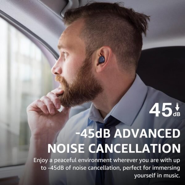 Tozo New Hybrid Active Noise Cancelling Wireless Earbuds, 6 Mics Enc Clear Call, Ipx8 Waterproof, In Ear Bluetooth 5.3 Headphones Stereo Bass Heasets 59H Playtime With Led...