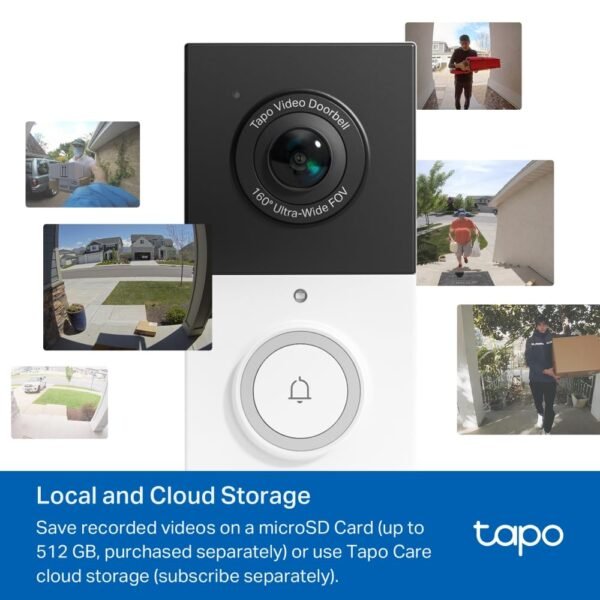 Tp-Link Tapo Smart Battery Video Doorbell, Home Security System, 2K, 160° Fov, Flexible, Head-To-Toe,Two-Way Video, Ai Detection, Color Night Vision,Ring Call, Anti-Theft...
