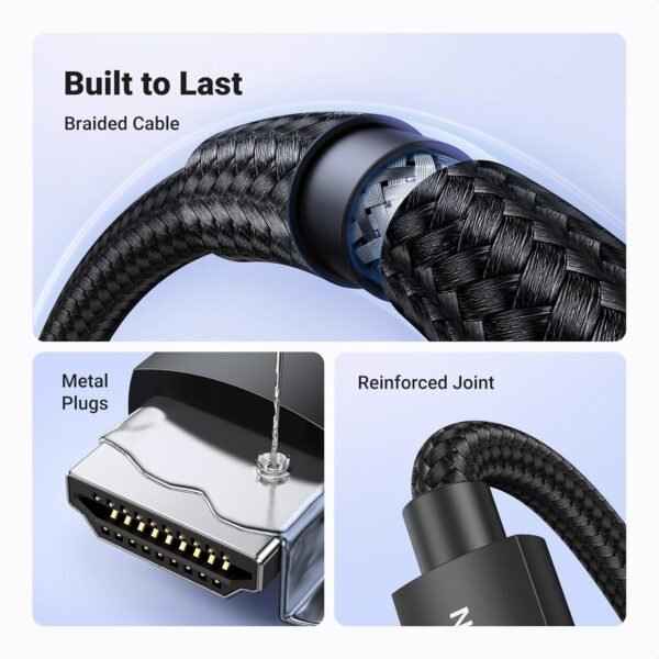 Ugreen 8K@60Hz Certified Hdmi 2.1 Cable 2M Ultra Speed 10K 60Hz 4K 240Hz Braided Cord Support 48Gbps Dynamic Hdr Earc Dolby Atmos Hdcp Compatible With Ps5 Ps4 Xbox Roku Tv Hdtv...