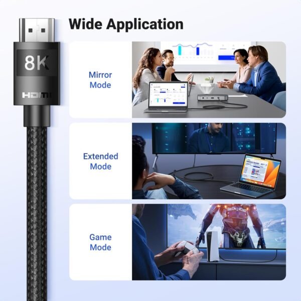 Ugreen 8K@60Hz Certified Hdmi 2.1 Cable 2M Ultra Speed 10K 60Hz 4K 240Hz Braided Cord Support 48Gbps Dynamic Hdr Earc Dolby Atmos Hdcp Compatible With Ps5 Ps4 Xbox Roku Tv Hdtv...