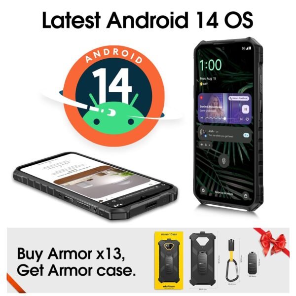 Ulefone Armor X13 12+64Gb Rugged Phone, 50Mp Rear Camera, 24Mp Night Vision Camera, Android 13 Os Rugged Smartphone, 6.52” Screen, 6320Mah, Nfc Gps, Package With Exclusive Armor...