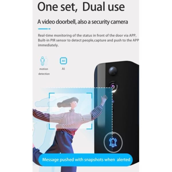 Video Doorbell Camera, 1080P Door Bell Ringer Wireless With 2 Way Talk, Pir Motion Detection, Built In 4000Mah Battery