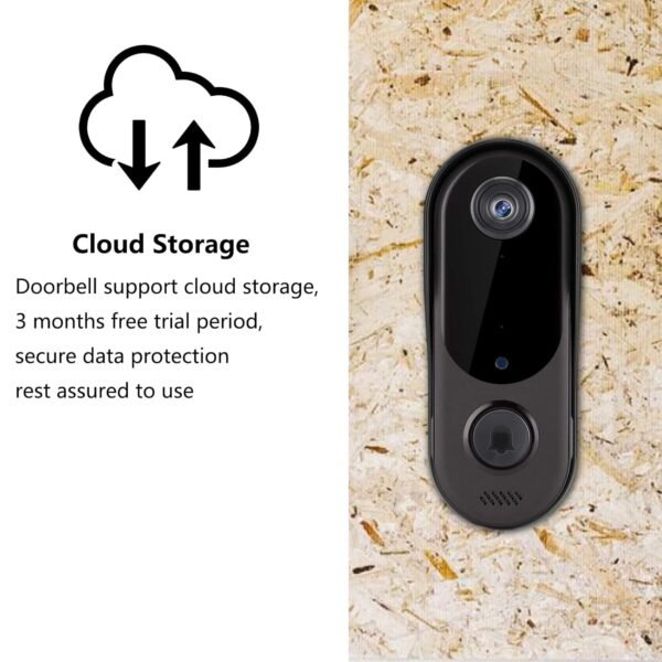 Video Doorbell Camera Hd, Wireless Doorbell Camera With Chime, Wireless Operated, Hd Night Vision, 2-Way Audio, Ip65 Waterproof, Cloud Storage(For Ios &Amp; Android)