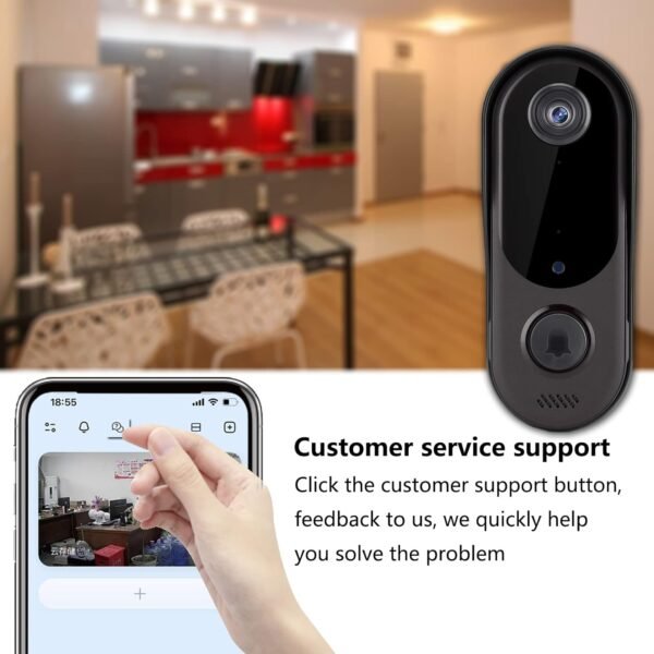Video Doorbell Camera Hd, Wireless Doorbell Camera With Chime, Wireless Operated, Hd Night Vision, 2-Way Audio, Ip65 Waterproof, Cloud Storage(For Ios &Amp; Android)