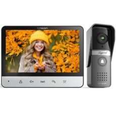 Wired Video Intercom System, 7 Inches Video Doorbell Camera with Monitor, Wired Door Bell Support Monitor Unlock, Monitoring, Dual-Way Intercom for Villa Home Office Apartment