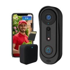 Wireless 2K Video Doorbell Camera Indoor/Outdoor, 2.4Ghz WiFi Video Doorbell Camera with 32GB Micro SD Card, Night Vision Door Camera with Human Detection, Two-Way Audio,...