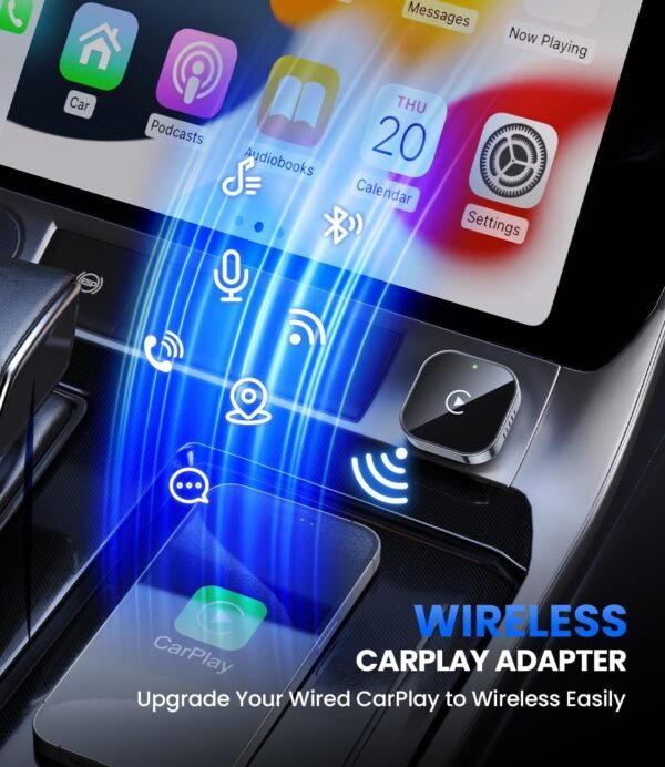 Wireless Carplay Adapter 2025 Upgrade Wired Carplay To Wireless, Mini Usb Design For Cars With Built-In Wired Apple Carplay Plug And Play Easy Use Fast Stable Connection Car...