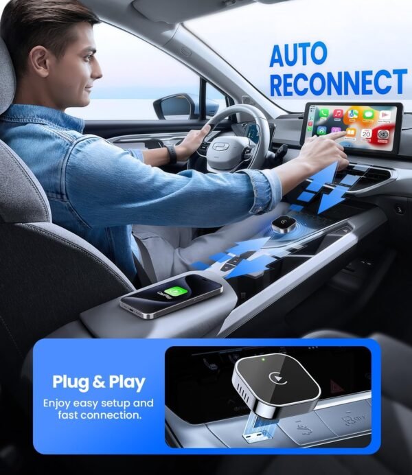 Wireless Carplay Adapter 2025 Upgrade Wired Carplay To Wireless, Mini Usb Design For Cars With Built-In Wired Apple Carplay Plug And Play Easy Use Fast Stable Connection Car...