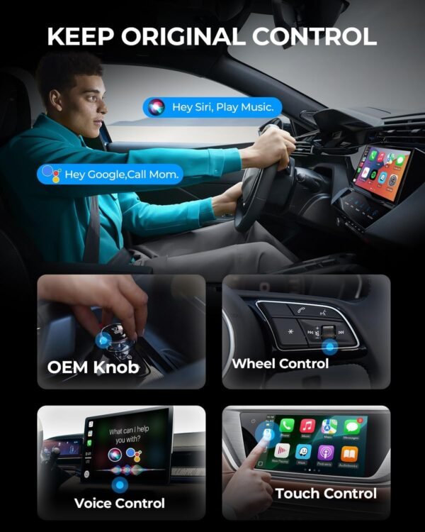 Wireless Carplay Adapter &Amp; Android Auto Wireless Adapter, 2 In 1 Carplay Dongle For Iphone/Android - Converts Wired To Wireless, Plug &Amp; Play Usb Car Play For Car From 2017+