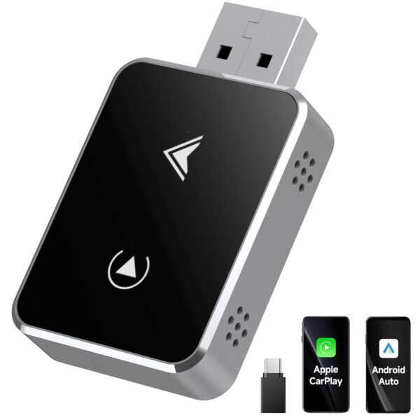 Wireless Carplay Adapter &Amp; Android Auto Wireless Adapter, 2 In 1 Carplay Dongle For Iphone/Android - Converts Wired To Wireless, Plug &Amp; Play Usb Car Play For Car From 2017+