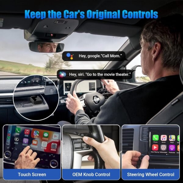 Wireless Carplay Adapter &Amp; Android Auto Wireless Adapter, 2 In 1 Carplay Box For Oem Wired Carplay Android Auto Car, Plug &Amp; Play, Mini Usb Dongle For Iphone Ios 10+/ Android...