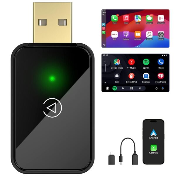 Wireless Carplay Adapter &Amp; Android Auto Wireless Adapter, 2 In 1 Carplay Box For Oem Wired Carplay Android Auto Car, Plug &Amp; Play, Mini Usb Dongle For Iphone Ios 10+/ Android...