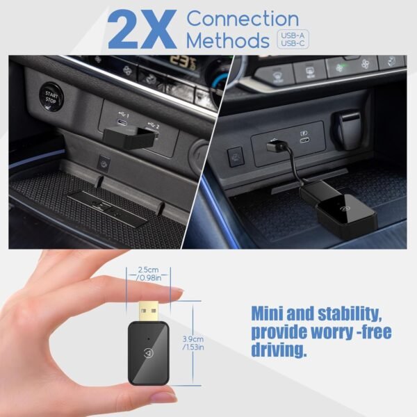 Wireless Carplay Adapter &Amp; Android Auto Wireless Adapter, 2 In 1 Carplay Box For Oem Wired Carplay Android Auto Car, Plug &Amp; Play, Mini Usb Dongle For Iphone Ios 10+/ Android...