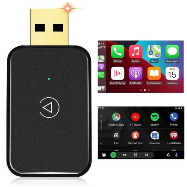 Wireless Carplay Adapter &Amp; Android Auto Wireless Adapter, 2 In 1 Carplay Box For Oem Wired Carplay Android Auto Car, Plug &Amp; Play, Mini Usb Dongle For Iphone Ios 10+/ Android...
