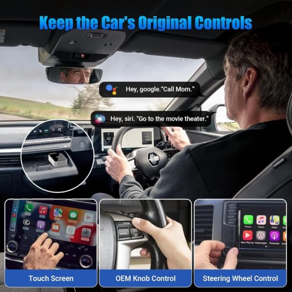 Wireless Carplay Adapter &Amp; Android Auto Wireless Adapter, Carplay Box For Oem Wired Carplay Android Auto Car, Plug &Amp; Play, Fast Connect, Mini Usb Dongle For Iphone Ios 10+/...
