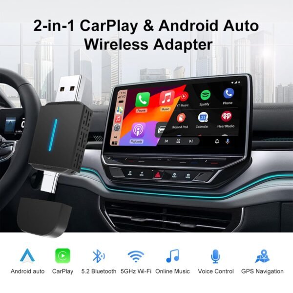 Wireless Carplay Adapter, Converts Wired Carplay To Mini Wireless Carplay Adapter For Iphone, For Cars Manufactured In 2015 And Later, Compatible With Apple Iphone Ios 10+...