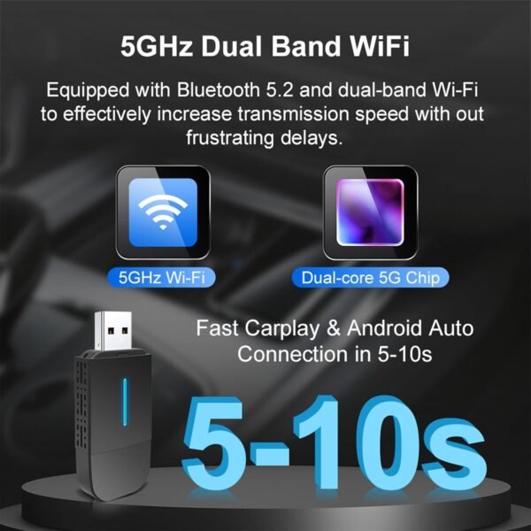 Wireless Carplay Adapter, Converts Wired Carplay To Mini Wireless Carplay Adapter For Iphone, For Cars Manufactured In 2015 And Later, Compatible With Apple Iphone Ios 10+...