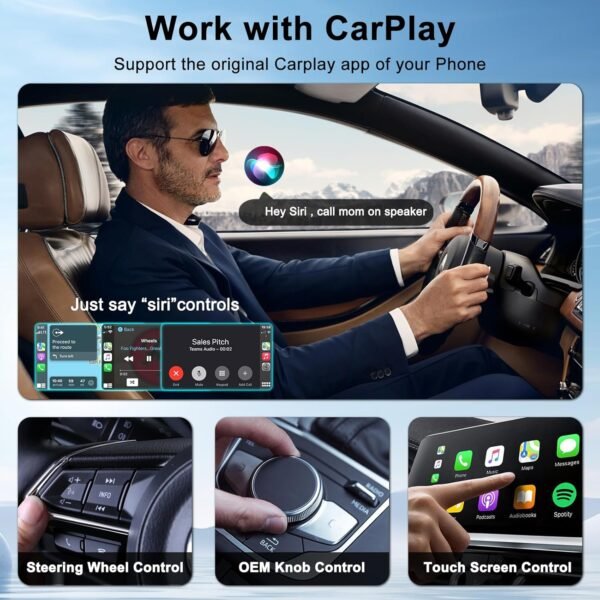 Wireless Carplay Adapter For Iphone, 2024 Upgrade Wired To Wireless Apple Carplay Dongle, Bluetooth Adapter For Car With Usb A/Usb C, Low Latency Easy Setup,Support Cars From...