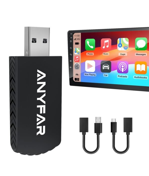 Wireless Carplay Adapter For Iphone, Dual-Core 5G Chip Auto-Connect In Seconds No Latency, Thermal Vent Design, With Usb-C And Usb-A Cables, Only For Factory Wired Carplay Car...