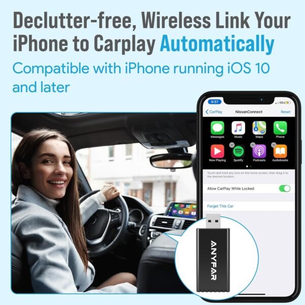 Wireless Carplay Adapter For Iphone, Dual-Core 5G Chip (Upgraded), Auto-Connect In Seconds, 5.8Ghz Wifi No Lag, Car Play Dongle With Usb-C &Amp; Usb-A Cables For Oem Wired Carplay...