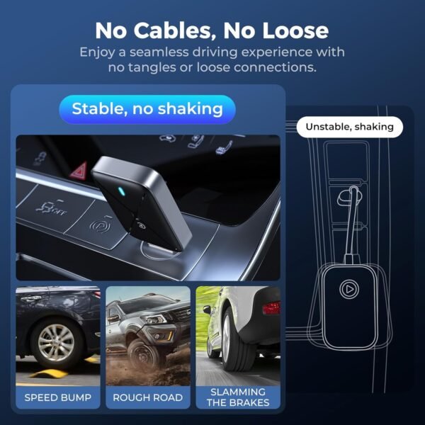 Wireless Carplay Adapter For Iphone, Mini Size For Apple Carplay Adapter, Convert Wired To Wireless With Extension Cable Usb &Amp; Usb-C/Type-C, Stable Control &Amp; No Delay, Black