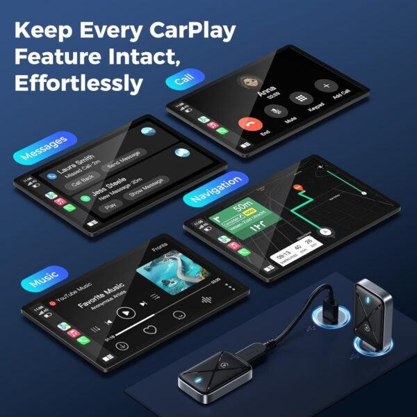 Wireless Carplay Adapter For Iphone, Mini Size For Apple Carplay Adapter, Convert Wired To Wireless With Extension Cable Usb &Amp; Usb-C/Type-C, Stable Control &Amp; No Delay, Black