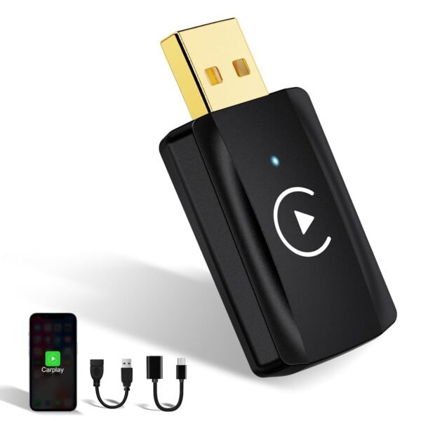 Wireless Carplay Adapter Small Car Play Dongle Mini Carplay Wireless Adapter Compatible For Apple Compatible For Iphone Ios 11+ For Oem Wired Car Model, Black, U2C-Air Pro,...